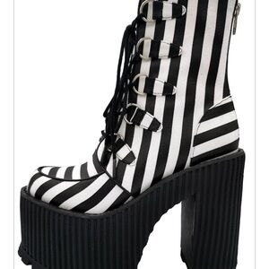 Charl Hedrick SUPERCREEP Black and White Striped Platform Boots